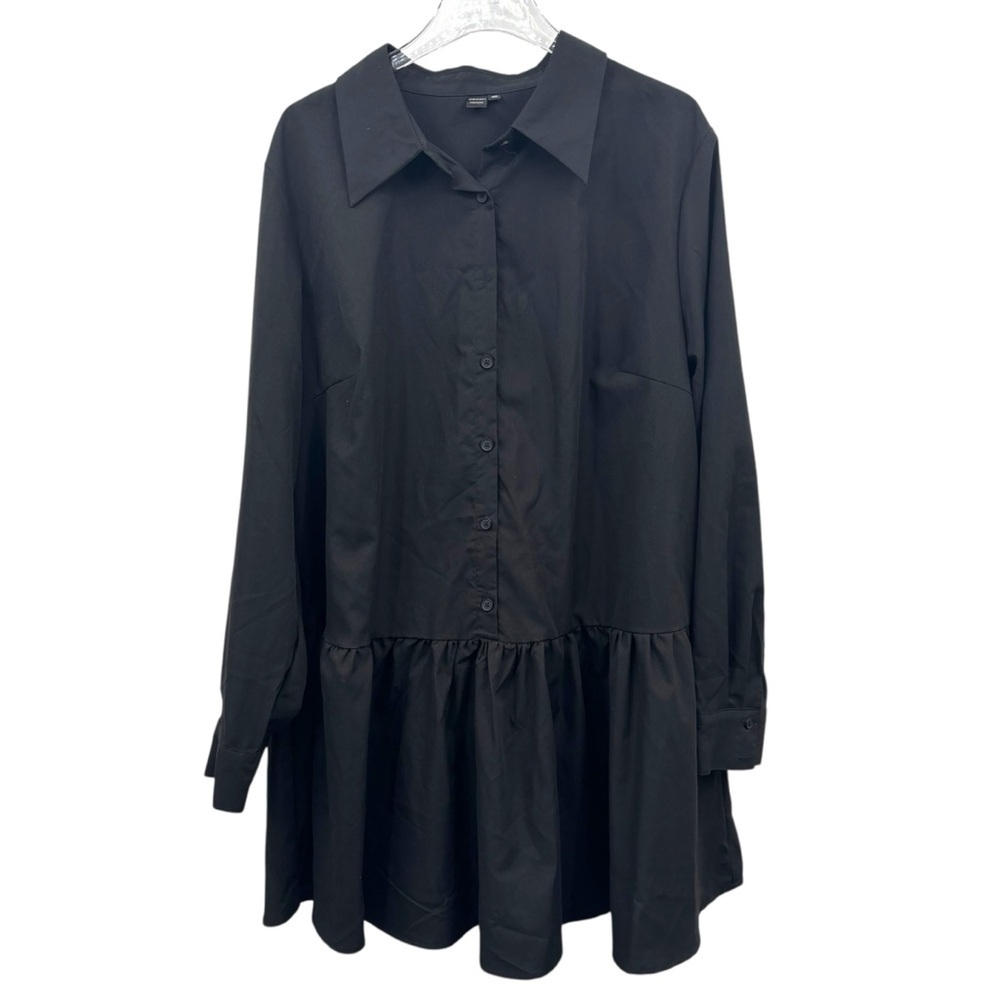Shein Size 4x Black Button Front Long Sleeve Ruff… - image 2